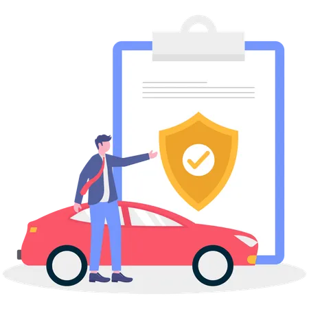 Businessman taking car insurance  Illustration