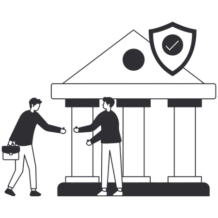 Businessman taking finance from bank  Illustration