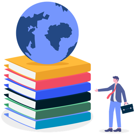 Businessman taking global education  Illustration