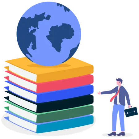 Businessman taking global education  Illustration