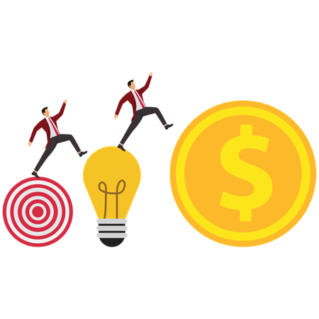 Businessman taking high jump for target achievement  Illustration