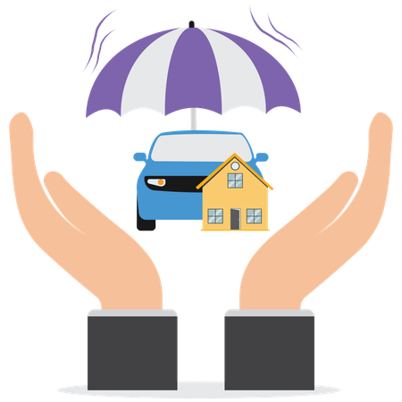 Businessman taking Homeowner's insurance and auto insurance  Illustration