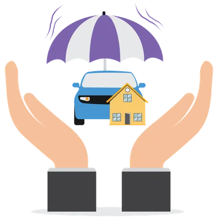 Businessman taking Homeowner's insurance and auto insurance  Illustration