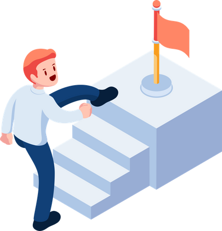 Businessman taking huge step towards success  Illustration
