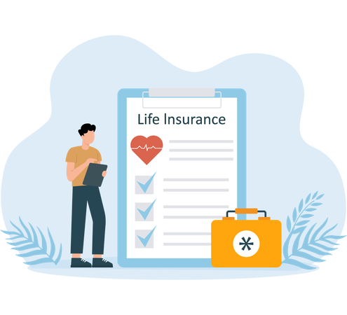 Businessman taking life insurance  Illustration