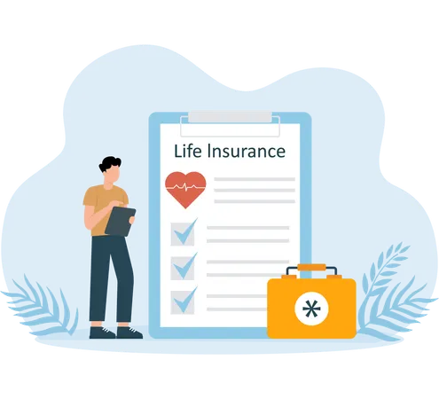 Businessman taking life insurance  Illustration