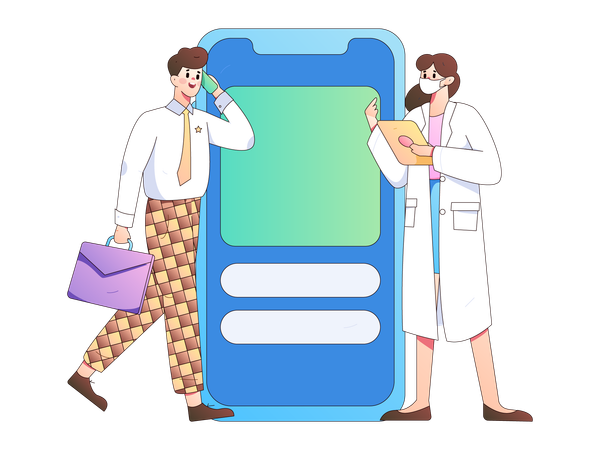 Businessman taking medical consultation from doctor using mobile  Illustration