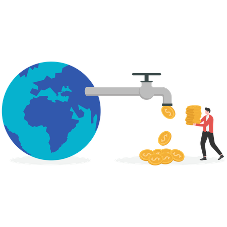 Businessman Taking money from earth  Illustration