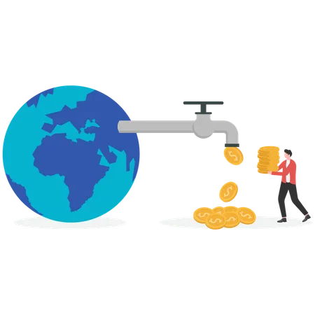 Businessman Taking money from earth  Illustration