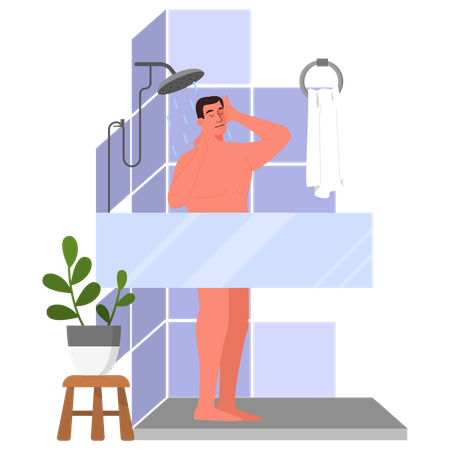 Businessman taking morning shower  Illustration