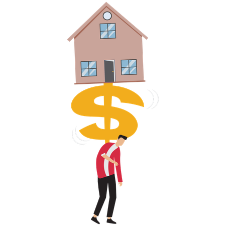 Businessman taking mortgage stress  Illustration