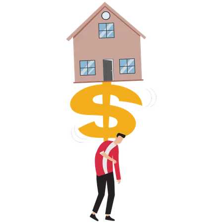 Businessman taking mortgage stress  Illustration