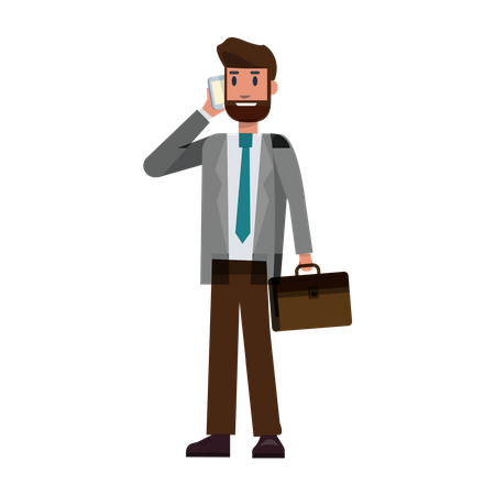 Businessman taking on mobile  Illustration