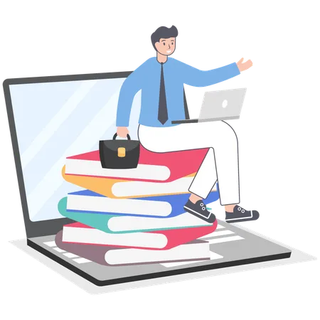 Businessman taking online business training  Illustration