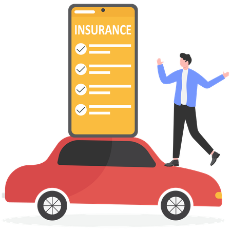 Businessman taking online car insurance  Illustration