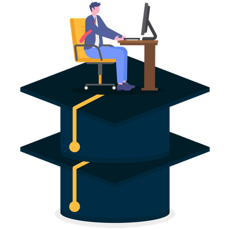 Businessman taking online graduation  Illustration