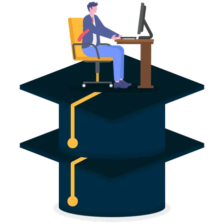 Businessman taking online graduation  Illustration
