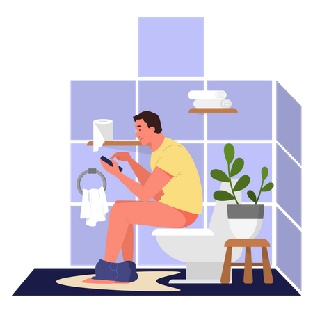 Businessman taking poop in the morning  Illustration