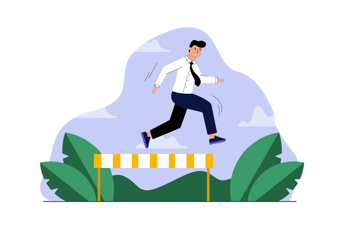 Businessman Taking Risk Jumping Over Gap  Illustration