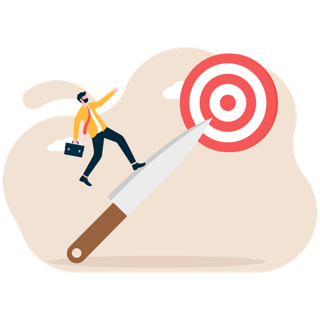 Businessman taking risk to achieve target  Illustration