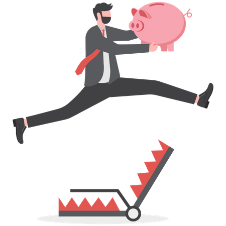 Businessman taking risks for goal  Illustration