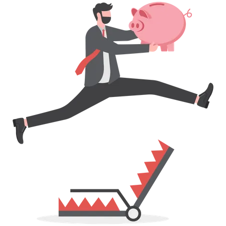 Businessman taking risks for goal  Illustration