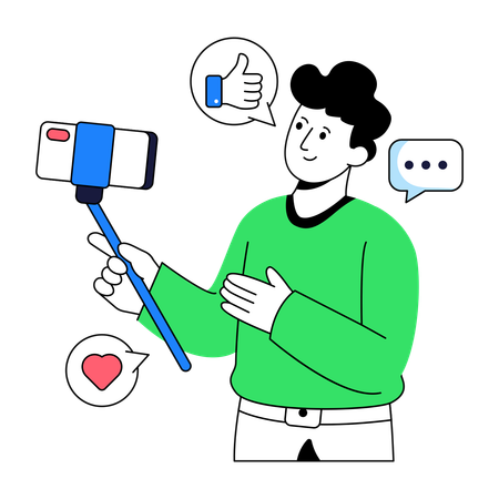 Businessman Taking Selfie  Illustration