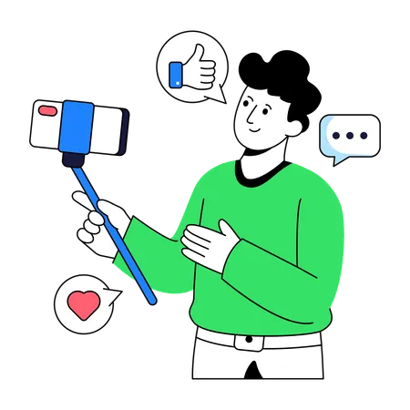 Businessman Taking Selfie  Illustration