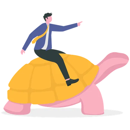 Businessman taking slow steps for business  Illustration