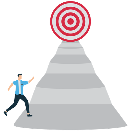 Businessman taking step by step growth towards success  Illustration