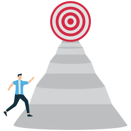 Businessman taking step by step growth towards success  Illustration