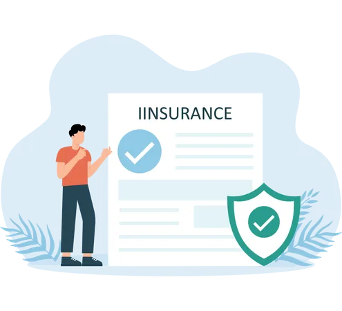 Businessman taking verified insurance  Illustration