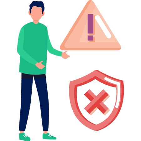 Businessman talking about beware alerts  Illustration