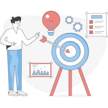 Businessman talking about business target goal  Illustration