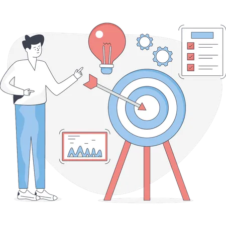 Businessman talking about business target goal  Illustration