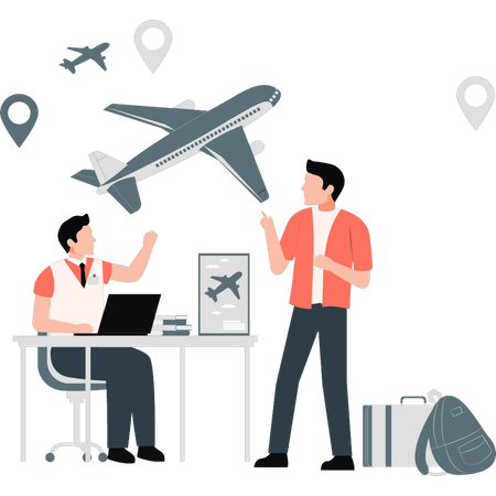 Businessman talking about business trip  Illustration