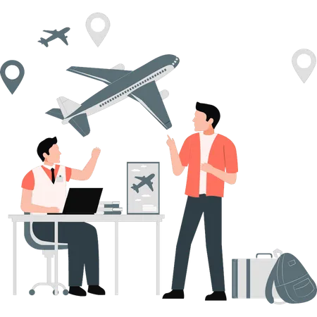 Businessman talking about business trip  Illustration