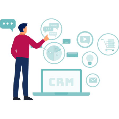 Businessman talking about pie chart parts  Illustration