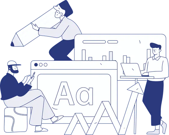 Businessman talking on mobile about business data  Illustration