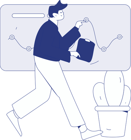 Businessman talking on mobile about business data  Illustration