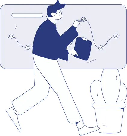 Businessman talking on mobile about business data  Illustration