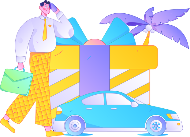 Businessman talking on mobile and taking taxi  Illustration