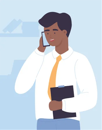 Businessman Talking on Mobile  Illustration