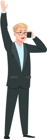 Businessman talking on mobile  Illustration