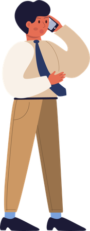 Businessman talking on mobile  Illustration