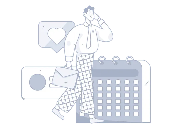 Businessman talking on mobile while going to office on time  Illustration