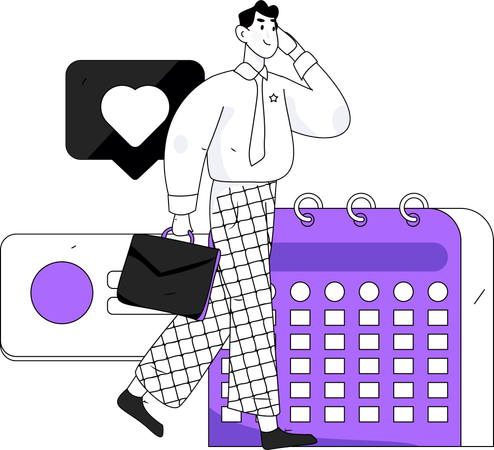 Businessman talking on mobile while going to office on time  Illustration