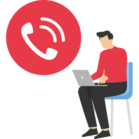 Businessman talking on online call  Illustration