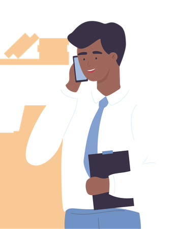 Businessman talking on phone  Illustration