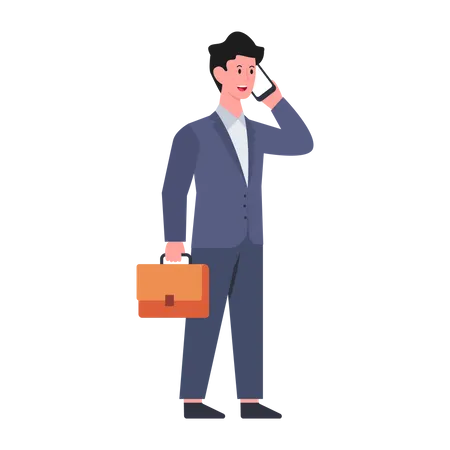 Businessman talking on phone Illustration